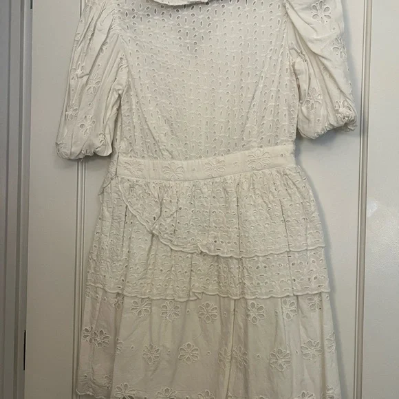 Walter Baker White Eyelet Ruffled Tiered Mini Dress - Picture 2 of 7